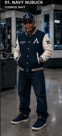 Darryl Allen wearing Navy NuBuck colorway with Aerospace footwear